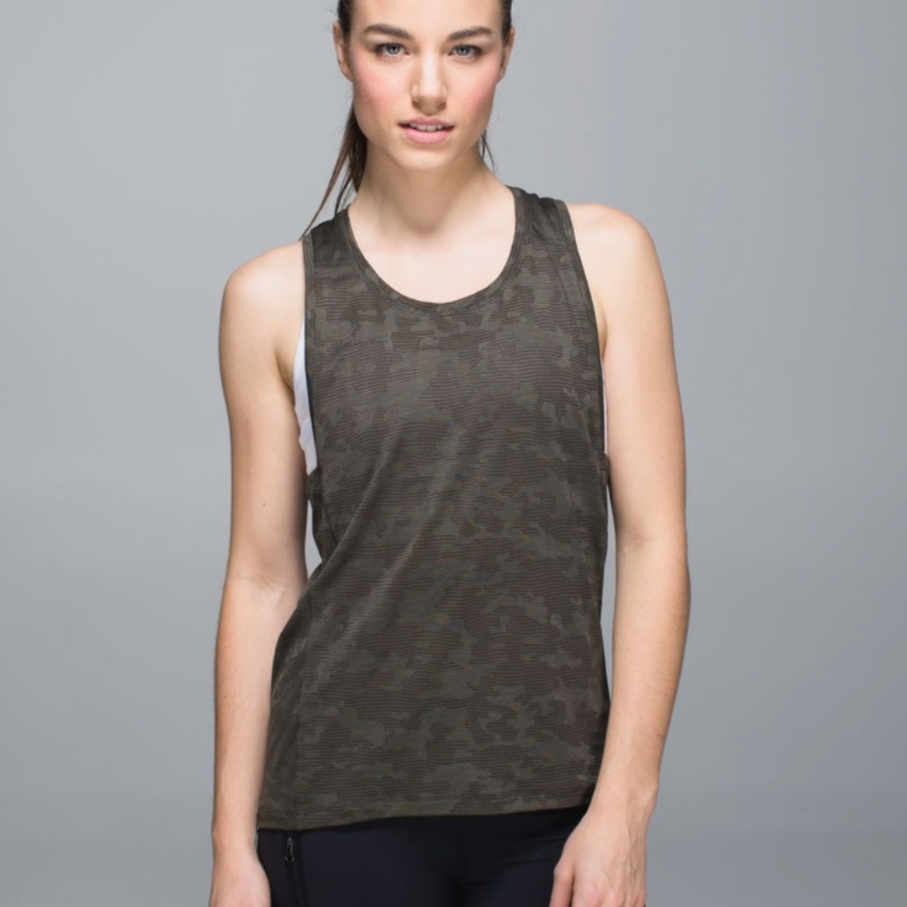 Lululemon Run For Days Tank Deep Camo (Dark Green)